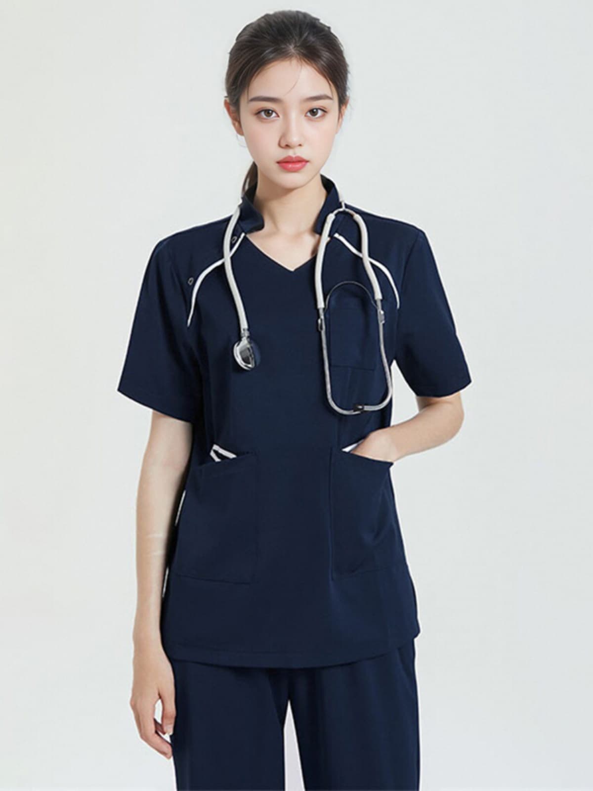 白衣 スタイリッシュ制服スクラブ